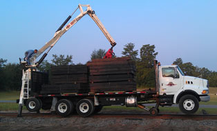 material handling truck for track maintenance